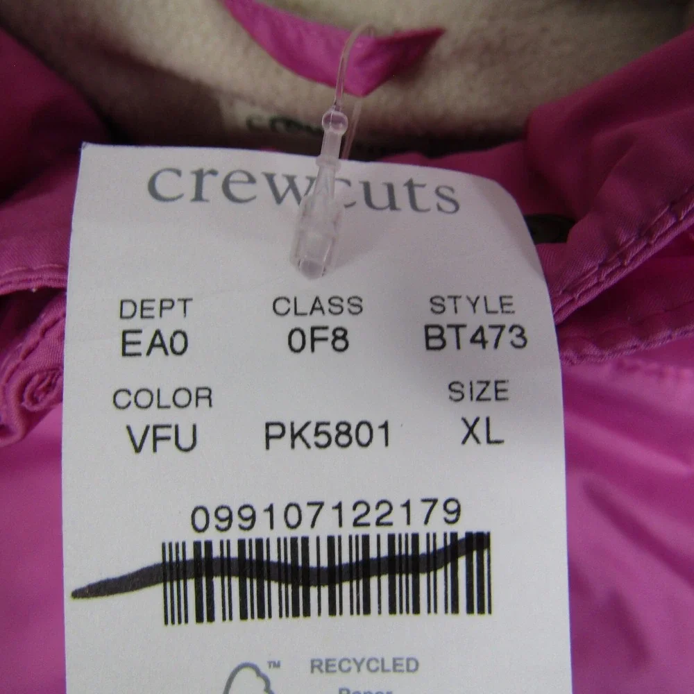 J Crew NEW NWT Girls‎ XL Pink Cloud Puffer Jacket Coat Hooded